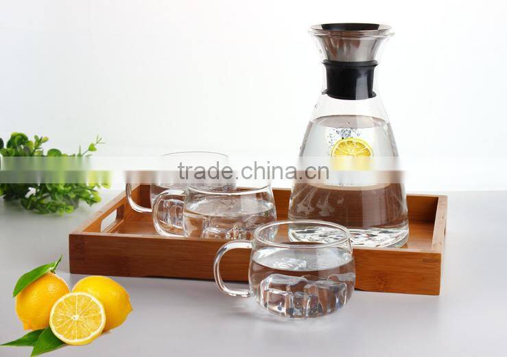 Glass Drip-free Carafe with Stainless Steel Silicone Flip-top Lid, Hot and Cold Water Pitcher, Tea/Coffee Maker