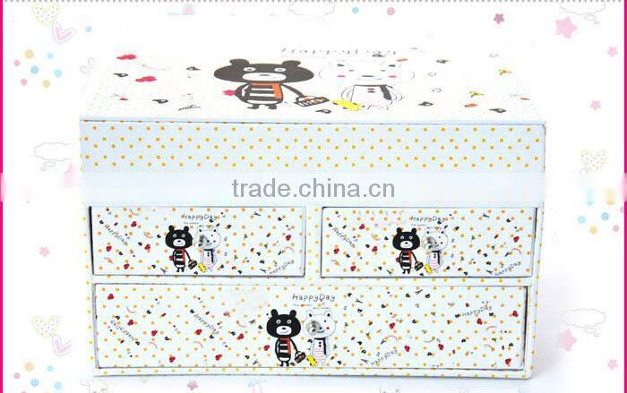 3-tier jewelry cosmetic storage case with drawers