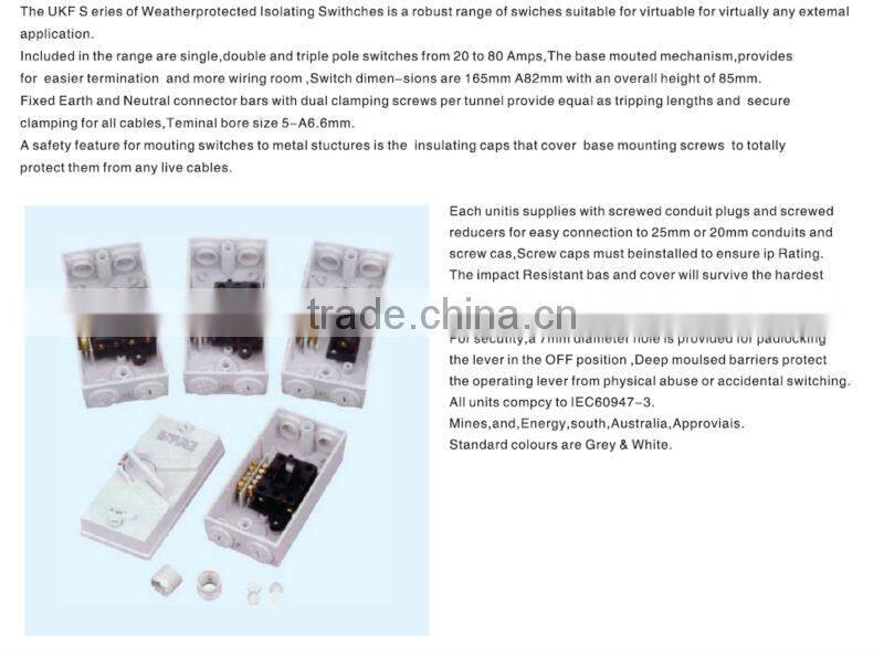 HEIGHT Weather Protected Isolating Switches socket plug/UKF4-35