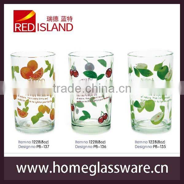 Printing Glass Tumbler with Strawberry Pattern/Water Glass Set