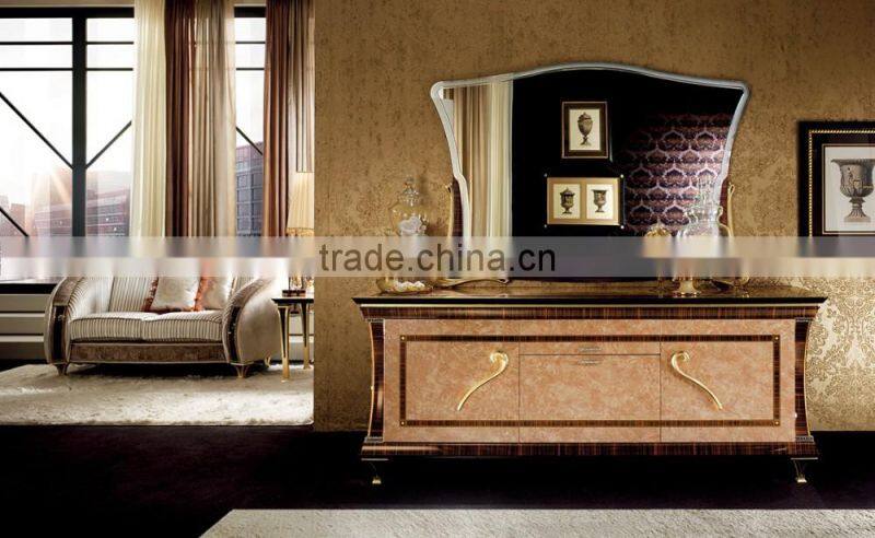 2016 NEW ITEM European Style Beige Color Solid Wood Dining Room Set/Italian Classic Inlay Dining Room Furniture (MOQ=1 SET)