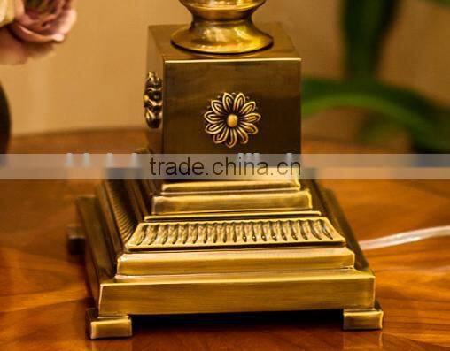 Metal lampstand glass table lamp with fabric lampshade