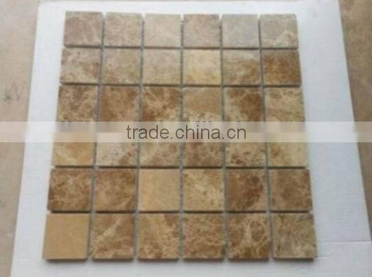Light Emperador marble mosaic tiles on mesh