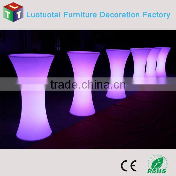 PE plastic led outdoor lounge bar cocktail table