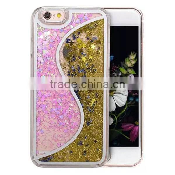 Bicolor Quicksand Glitter PC Material Phone Case For iPhone 6 6 Plus