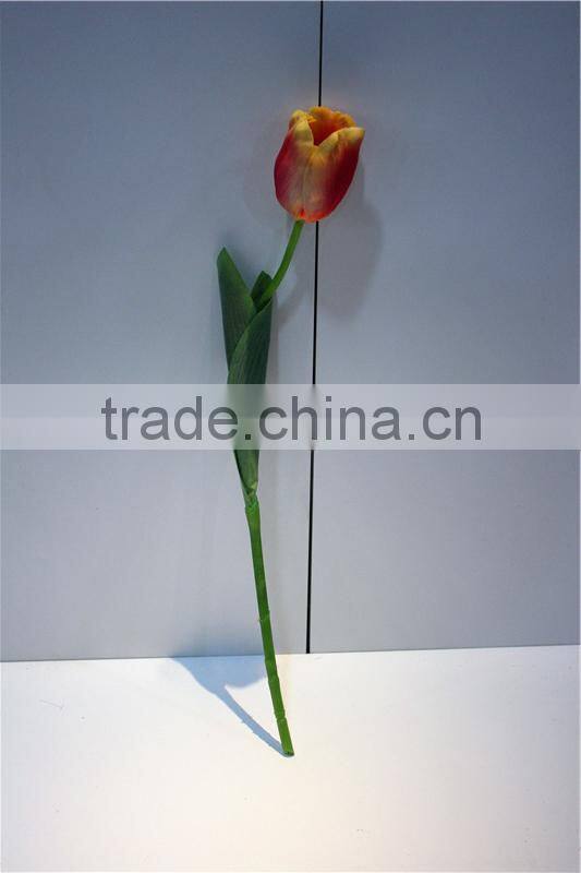 Home and outdoor garden table wedding gate decoration 60cm or 24inches Height artificial 3 heads orange tulip flowers E04 0611