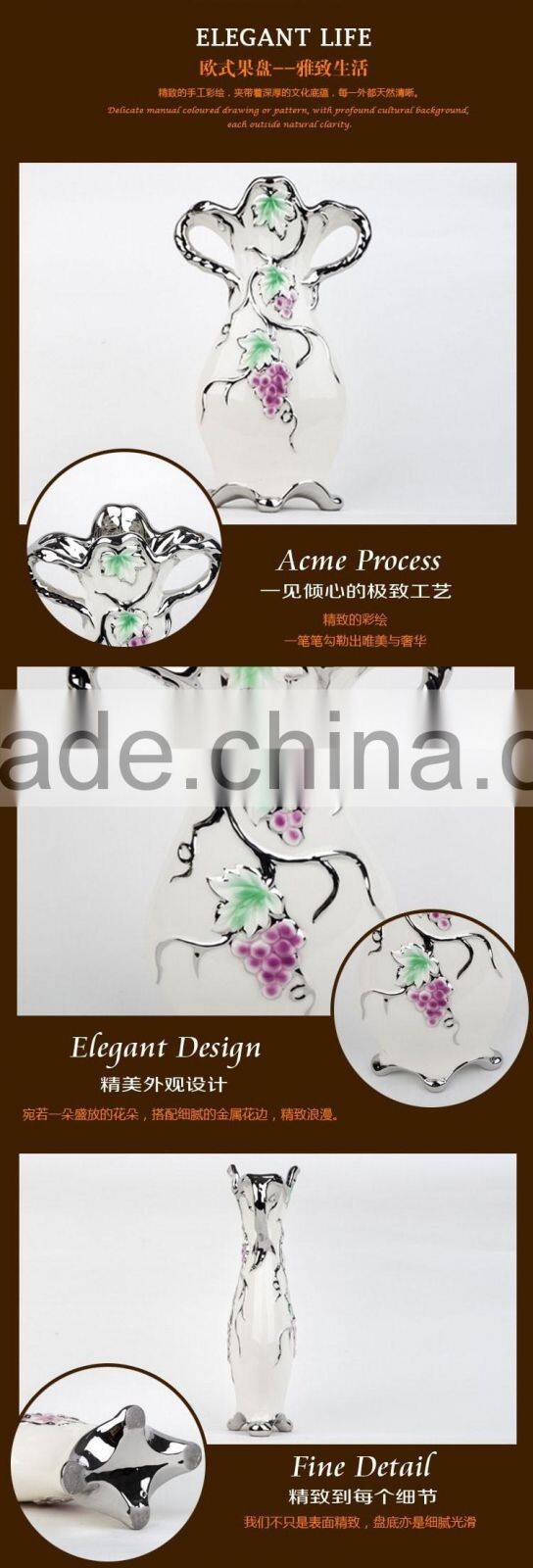 Wholesale dinner plate/ceramic material vase electroplate silvery