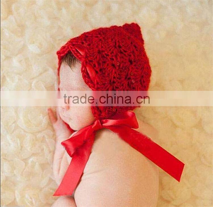 Cute Red Triangle Hat Newborn Crochet Outfits Baby Hat Baby Cap Newborn Photography Props All For Child Clothing and Accessories