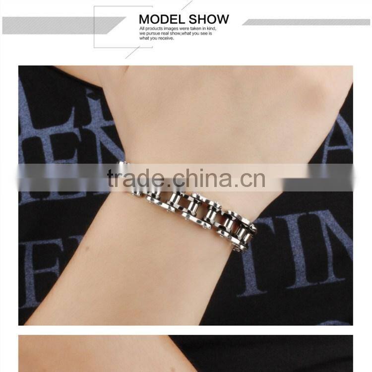 Unisex Stainless Steel Gold Biker motorcycle chain link bracelet