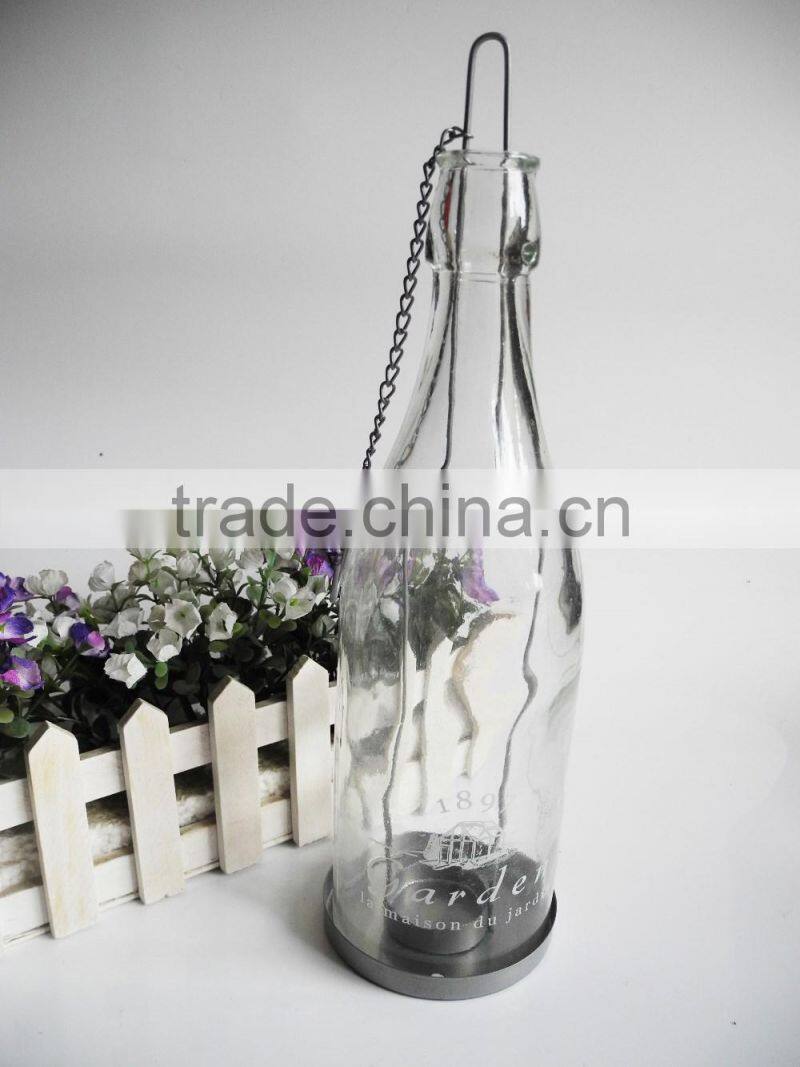 Colored glass candle jar for candle holder bottle shape
