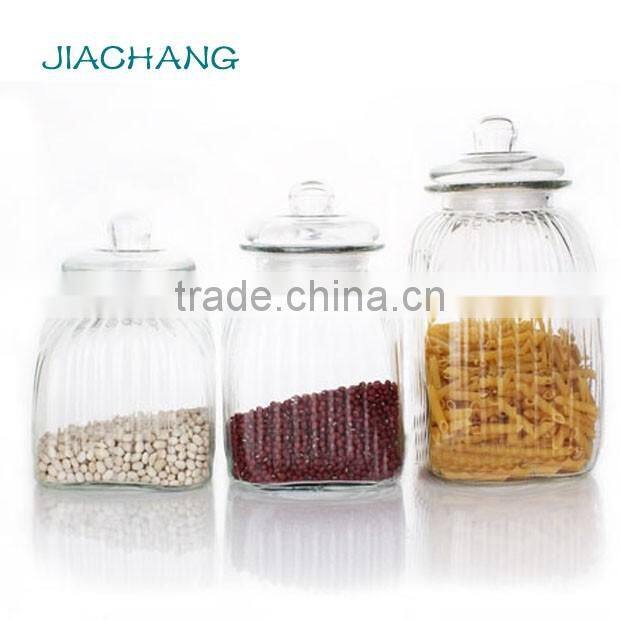 square buttom airtight glass preserve container with bird ceramic lid