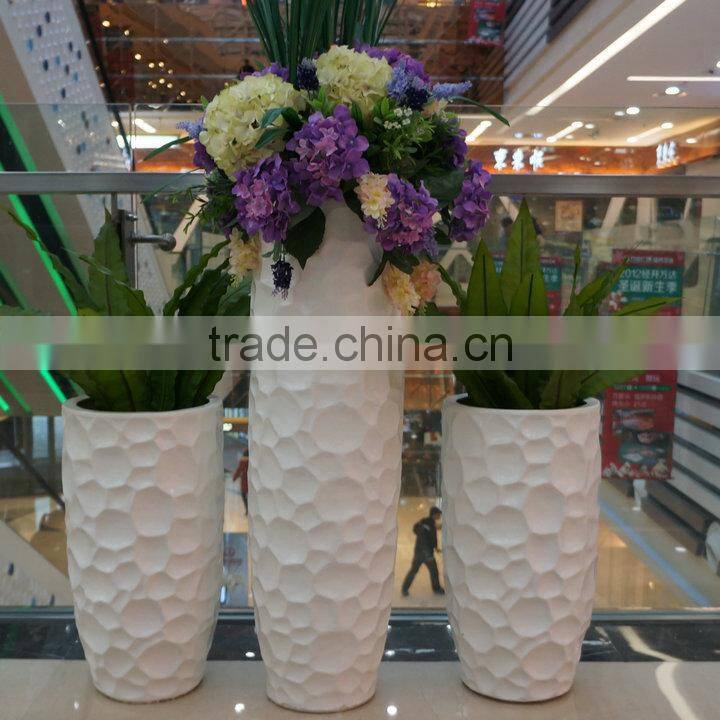 White fiberglass flowerpot