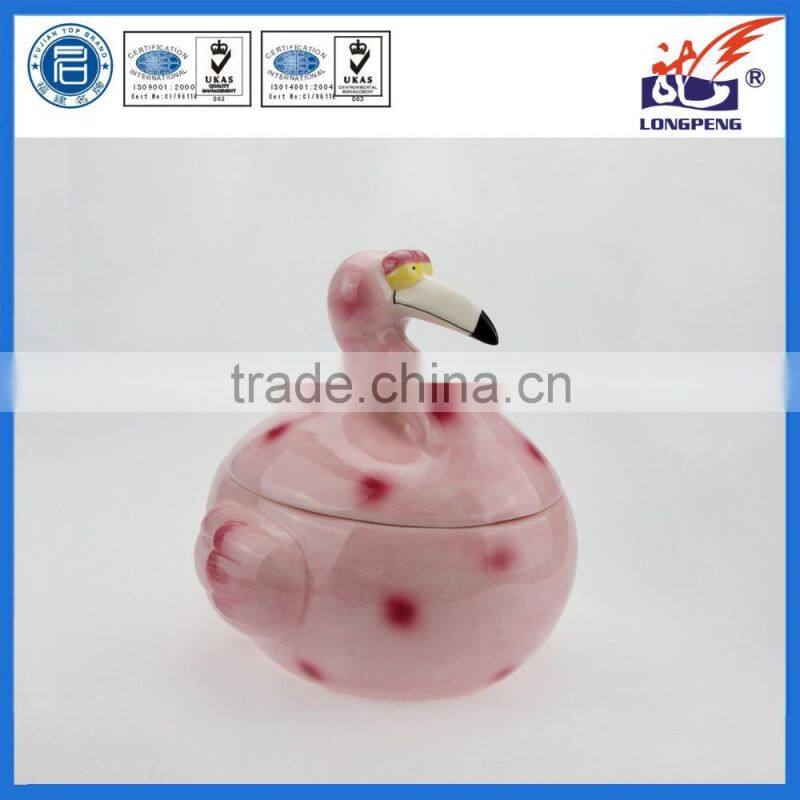 Hot Pink Flamingo Ceramic Flamingo Cookie Jar,Flamingo Storage/Treat Jar for Kitchen