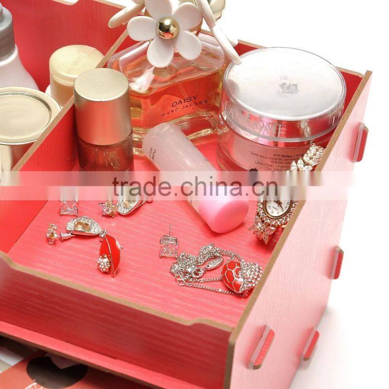 The desktop wooden makeup box Korean DIY cosmetics containing wood cosmetic organizer