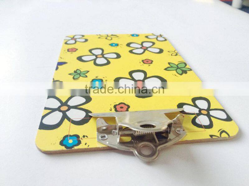 Single side printed pasting butterfly office clipboard with flower picture printed