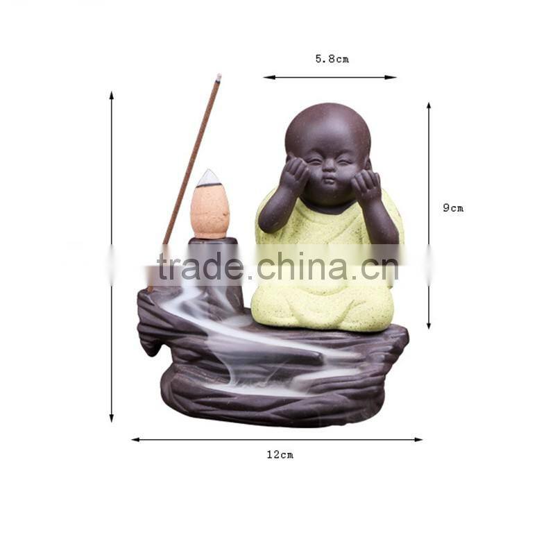 Colorful Ceramic Monk Burner Creative Decor Backflow Incense Crafts