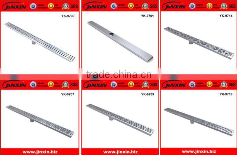 JINXIN Stainless Steel Rectangular Long floor drain with high quality for bathroom hotel and shower room