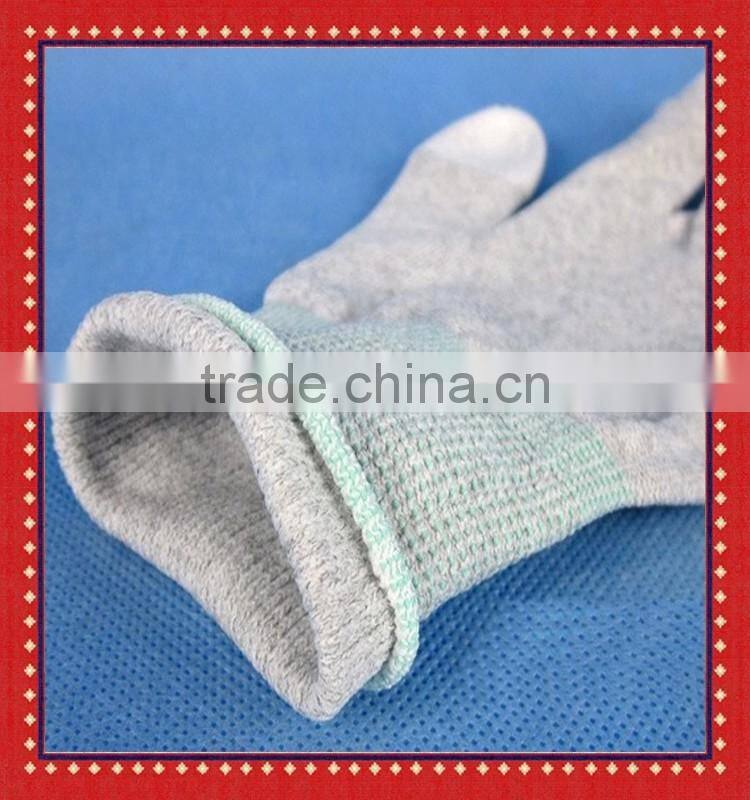 China Supplier Cheap Price Antistatic PU Finger Coated ESD Gloves/ESD Working Gloves/Carbon fiber Antistatic Gloves