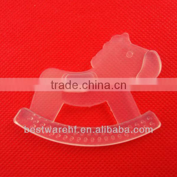 2013 Colorful Food Grade Soft Horse shape silicone baby teether/silicone baby products baby bottle and teether with handle