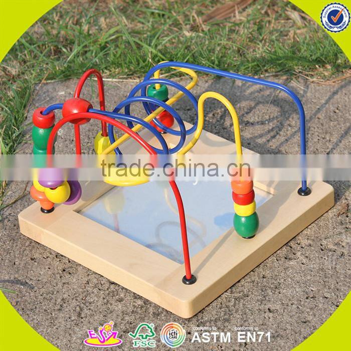 wholesale durable in use wooden beaded pull car toy for children pretty and colorful wooden beaded pull car toy W11B013