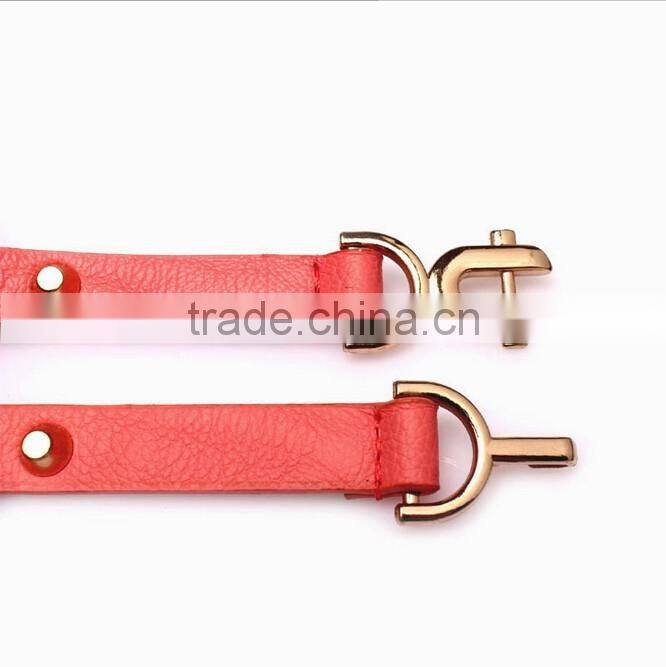 Fashion rivets decorated DU buckle sex girl thin pink PU waist belt