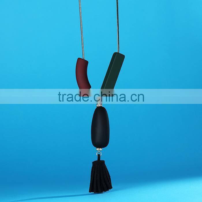 irregular beads pendant necklace geomotric bead pendant necklace tassel long sweater necklace