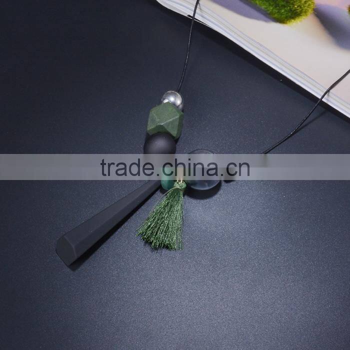 geometric beads strip pendant necklace tassel long sweater necklace autumn winter geometric garment necklace