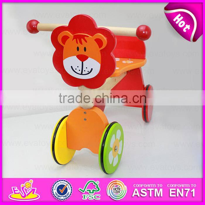 2015 Wholesale Children Baby Trike Toys,Cheap Safety Wooden Tricycle For Kids,Cute lion deisgn wooden baby tricycle toy W16A014