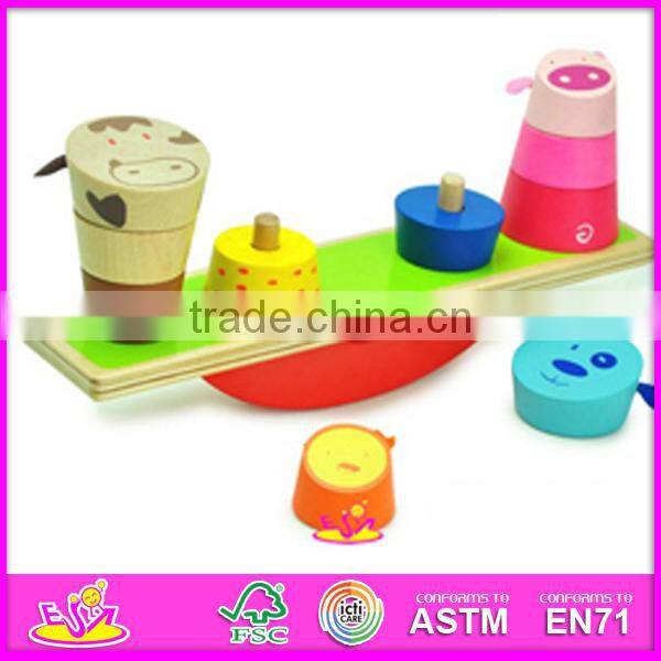 2015 New and popular Wooden balance baby toy,Colorful baby wooden educational toy,Funny play wooden balance game toy W11F001