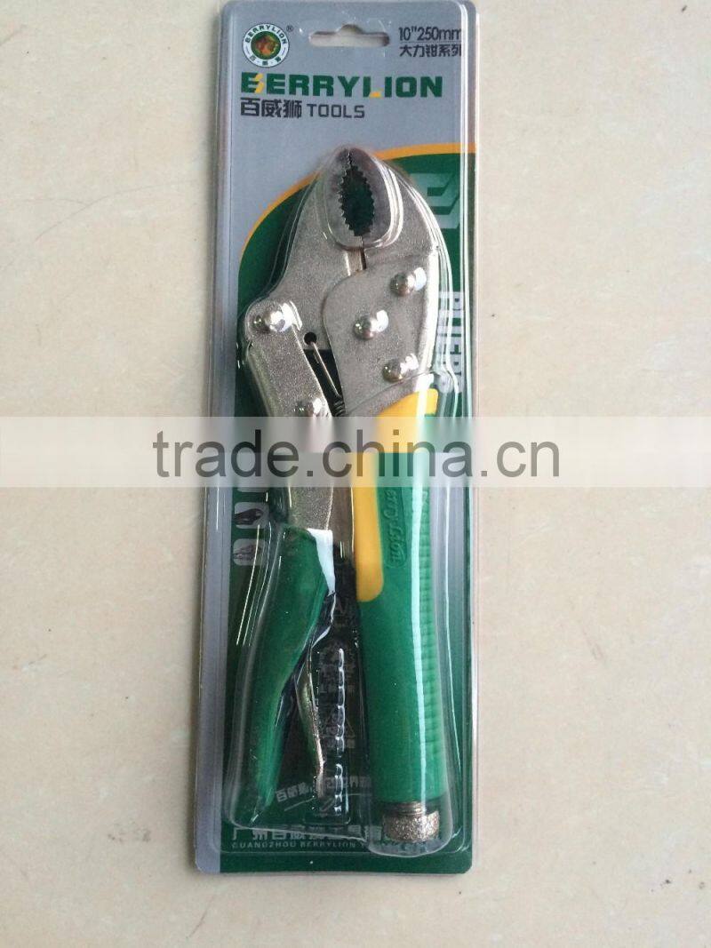BERRYLION 10'' soft rubber grip round jaw pliers, drop forged carbon steel locking plier