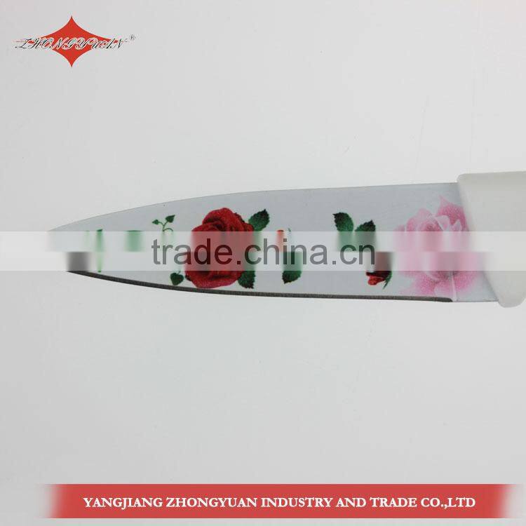 5 pcs set of non-stick coated/colorful rose printing kitchen knives