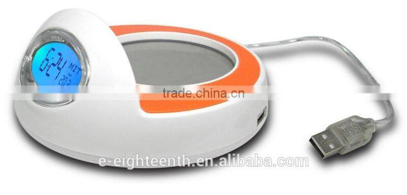 All in One USB Cup Warmer Clock Computer PC 4 port Hub