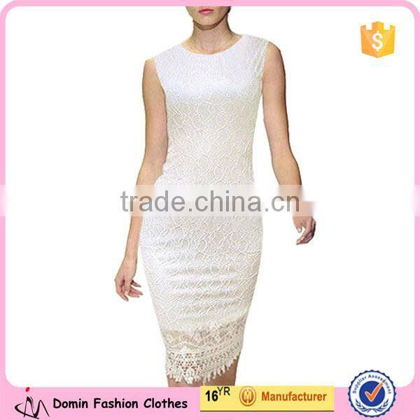 Women's Noble Floral Lace Sleeveless Knee Length Bridesmaid Dress