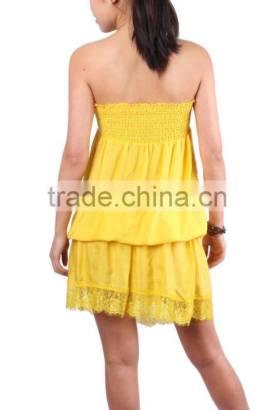 2015 latest 100%polyester dress plain dyed dress for lady