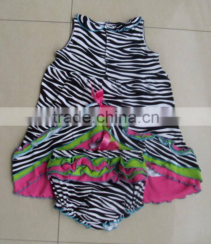100%cotton interlock animal printed baby bloomer dress