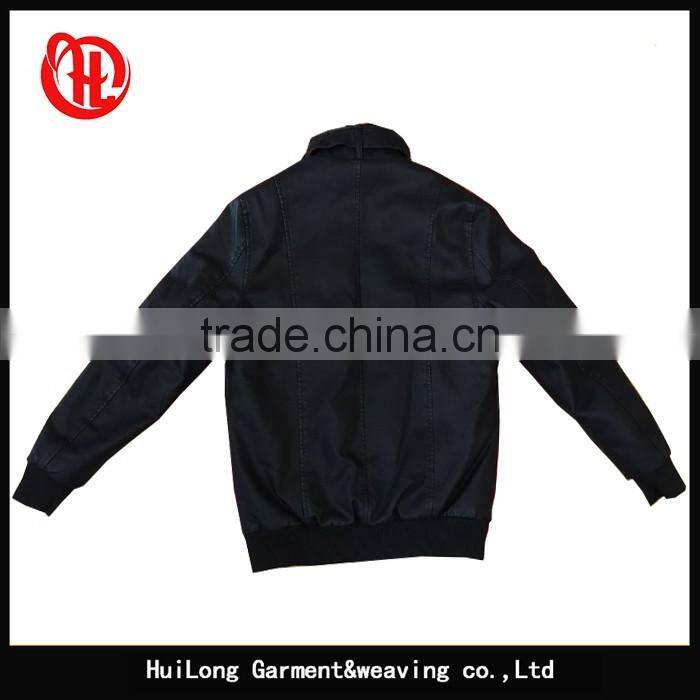 Factory manufacture men black washed pu jacket
