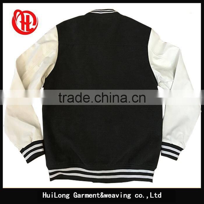 Custom pu sleeve fleece casual varsity jacket for men