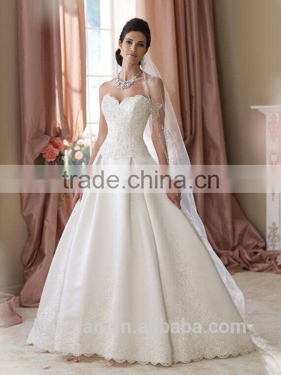 white high quality ball gown lace sleeveless sweetheart victorian lace wedding dress robe de mariage
