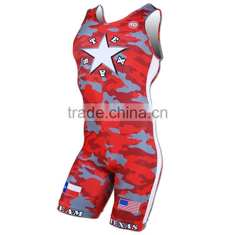 Wholesale cheap sublimated men's wrestling singlets in China