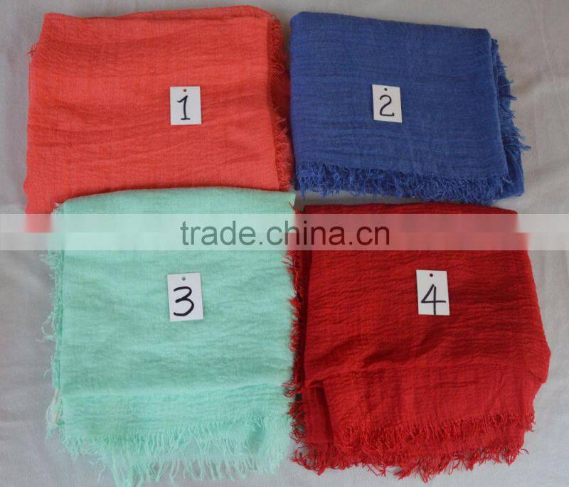 2016 hot stylish lady square short tassel fringes soft TR cotton scarf