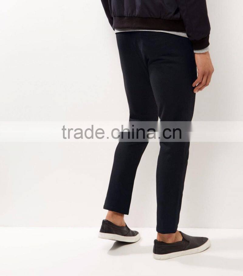 Custom 100% Black Straight Leg Smart Joggers Looser Fit Sweater Pants With Double pocket Sides For Men Wholesale