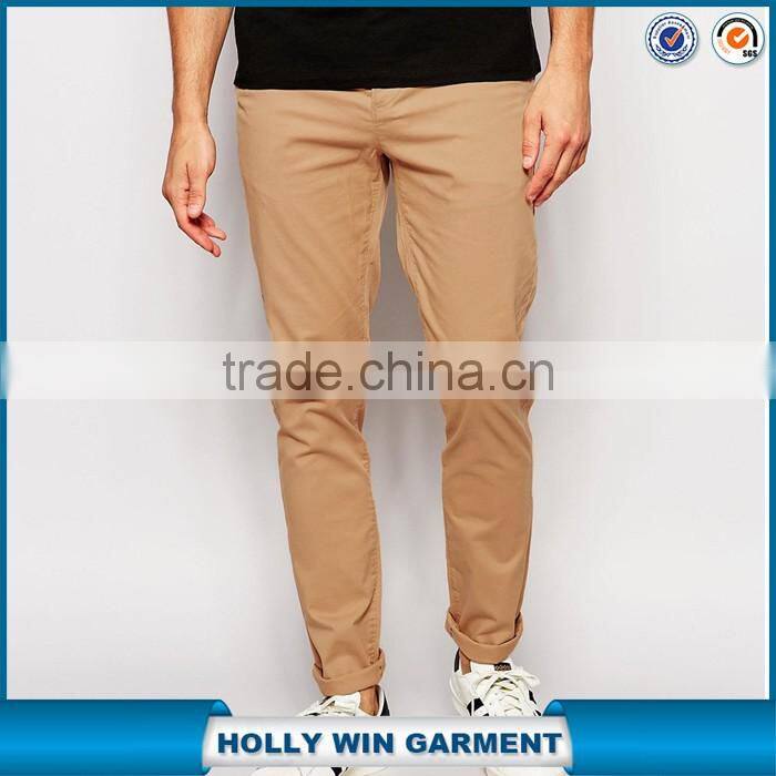 Custom cotton skinny Chion khaki pants for men