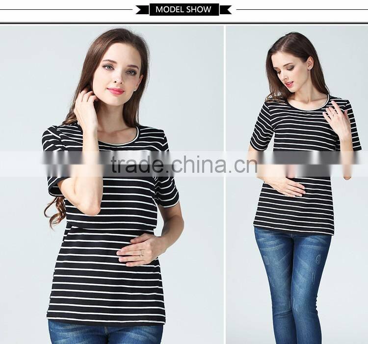 Summer wholesale maternity T-shirts for pregnant women cotton breathable nursing tops outdoor breastfeeding clothing