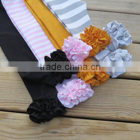 Ruffle Baby Girls Cotton Stripe Pants Kids Leggings Plain Ruffle Pants