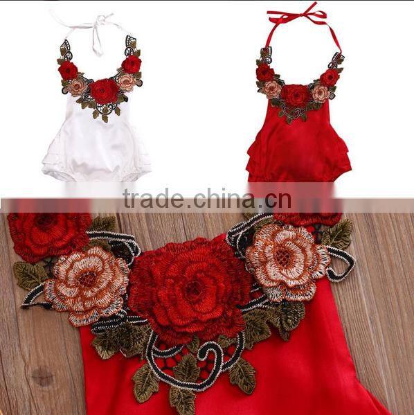 Boutique Flutter Sleeve Blue Girls Solid Color Cotton Jumpsuit Ruffle Baby Romper