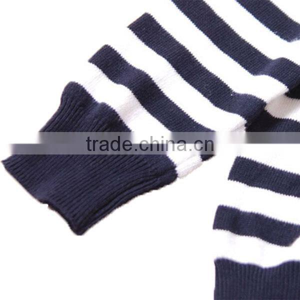 Turn Down Collar Children Stripe Knitting Patterns Sweater