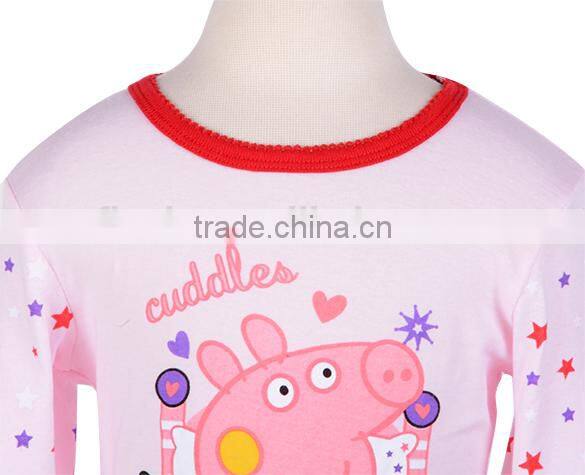Children's Baby Girls Pink Cartoon Pig Sleepwears Suits cute kids pajamas wholesale SV004461