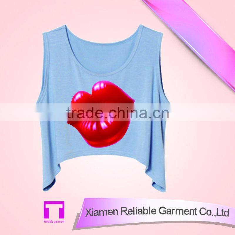 32S cotton prints summer ladies custom tank top wholesale for women