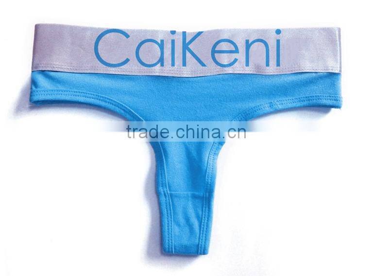 OEM Customized Your Own Brand Logo Design on Elastic Silver Band High Cut G-String Hipster Cotton Lady Boxer Briefs Women Briefs