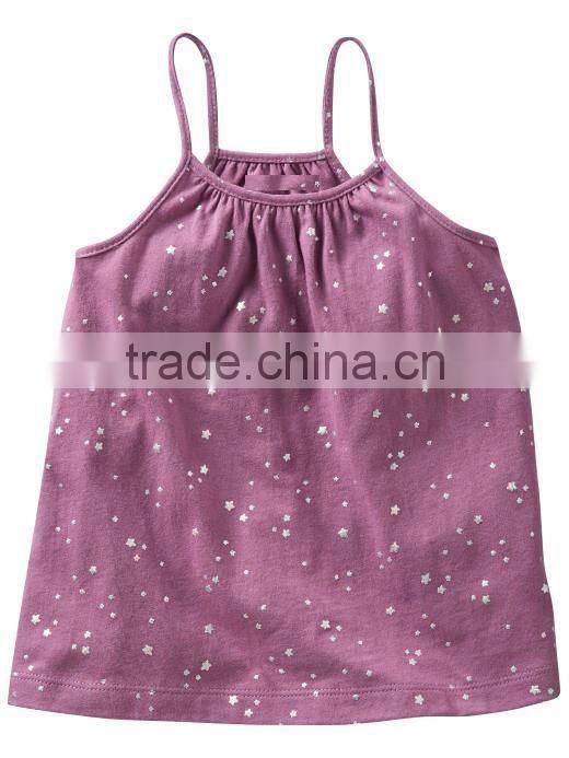 GIRLS ALLOVER PRINTED TANK TOP WITH RUFFLED LAYER